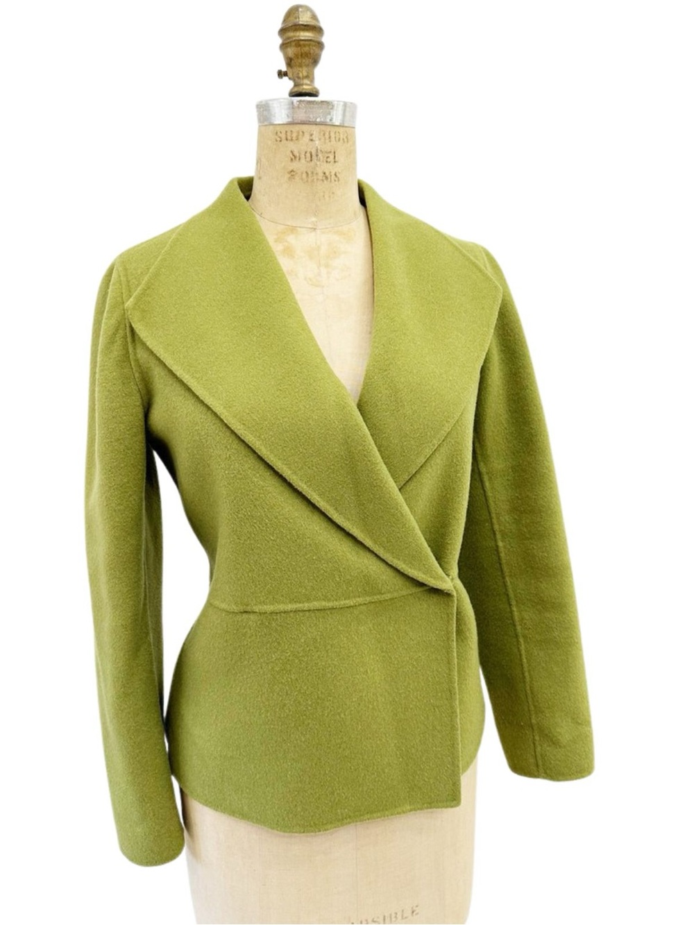 Vintage 90s Carole Little Olive Green Wool Blazer